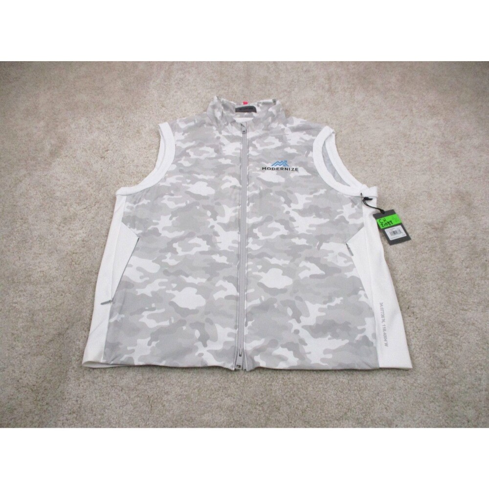 G/FORE Maverick Hybrid Stretch Golf Vest Mens Large L Camo White Gray Zip